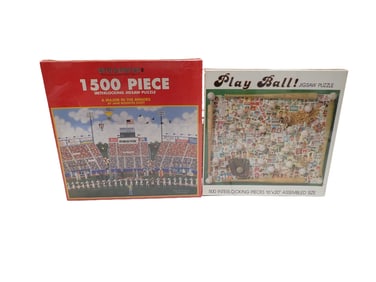 2 Factory Sealed Sports Puzzles incl A Major in the Minors and Play Ball Baseball Jigsaw Puzzles