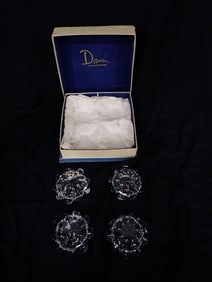 Set of 4 Daum Crystal Salt Cellars Made in France in the Original Box