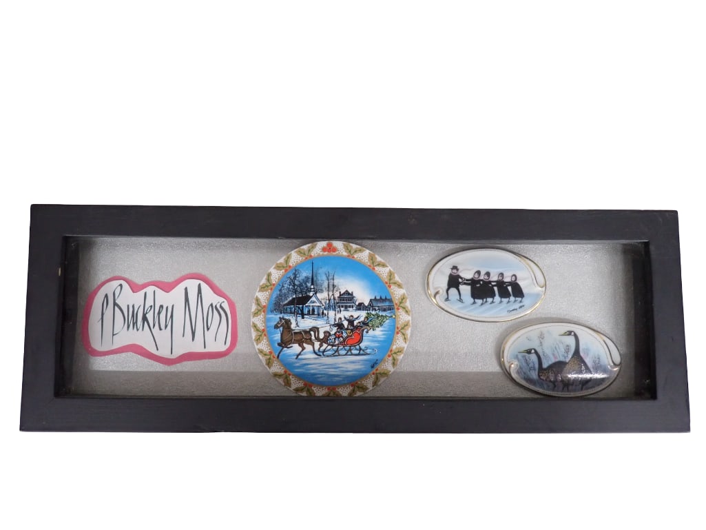 P Buckley Moss Pins or Brooches Plus A Sleighride Ornament All Framed (1 of 6)