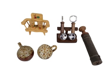 Antique Cookie Press and vintage Salt and Pepper Shakers