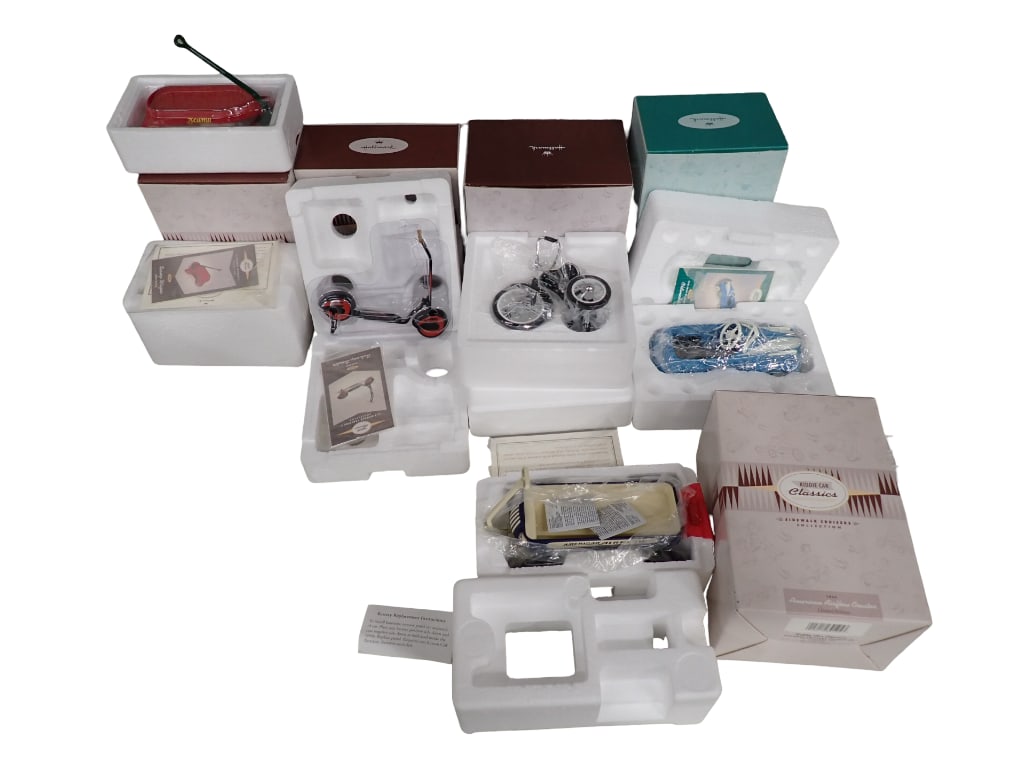 Lot of 4 Hallmark Kiddie Car Classics including Scamp Wagon, Garton Batwing Scooter, (1 of 12)