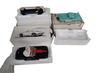4 Model Cars including Revell Creative Masters Ltd 1967 Corvette 427 Roadster 1:20, Franklin Mint