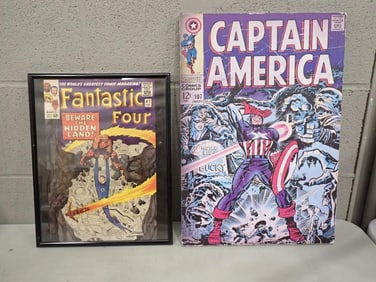 Comic Book Prints including Framed Fantastic Four and Captain America