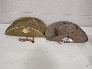 Two Sun Hats including One with a Vietnam patch