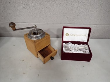 Vintage Mill / Coffee Grinder and a Living Quarters Bell with Case