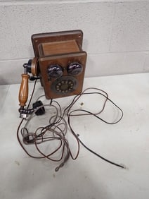 Vintage Reproduction Wooden Antique Wall Mount Telephone