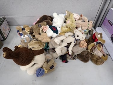 Large plush Lot including Ty, Boyd's Bears, Jointed, Handmade, etc.