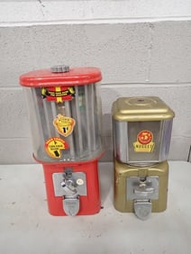 Two Vintage Gumball / Vending Machines - Acorn All Purpose and Nugget