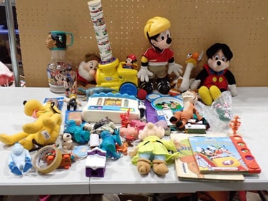 Walt Disney Toy Lot including Plush, Mickey Mouse, Books, Toys, Vintage, etc.