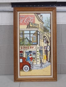 Framed H. Hargrove Print with Coca Cola Advertising