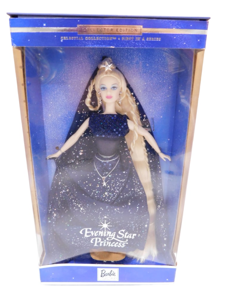 2000 Evening Star Princess Barbie CE Doll New, NRFB: 2000 Evening Star Princess Barbie Doll Collector Edition from the Celestial Collection First in a Series. New, never removed from box. All pictures are considered part of the description and sho