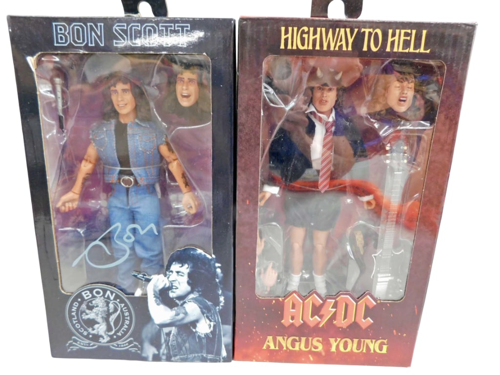 AC/DC Bon Scott and Angus Young Figures Neca Brand New in Package (1 of 8)