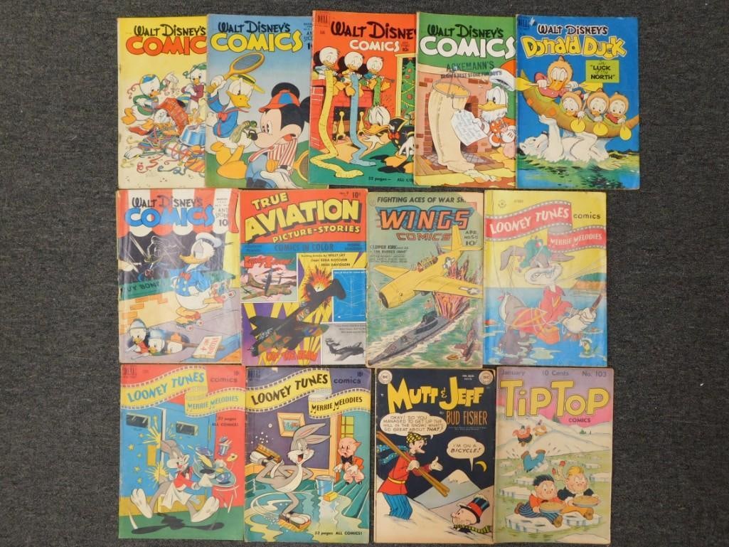 Vintage Comics incl Mutt & Jeff, Tip Top, Looney Tunes, Walt Disney's Comics, Wings, (1 of 5)