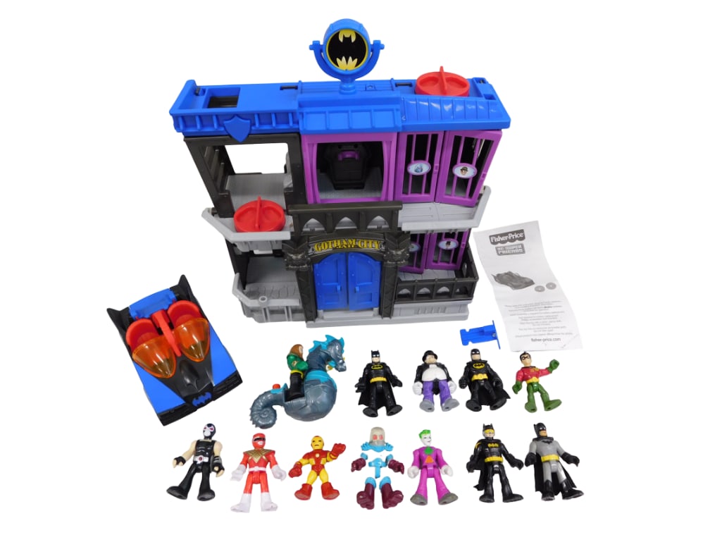 Fisher Price Imaginex Batman Gotham City Jail, Figures, Batmobile, etc Lot (1 of 6)