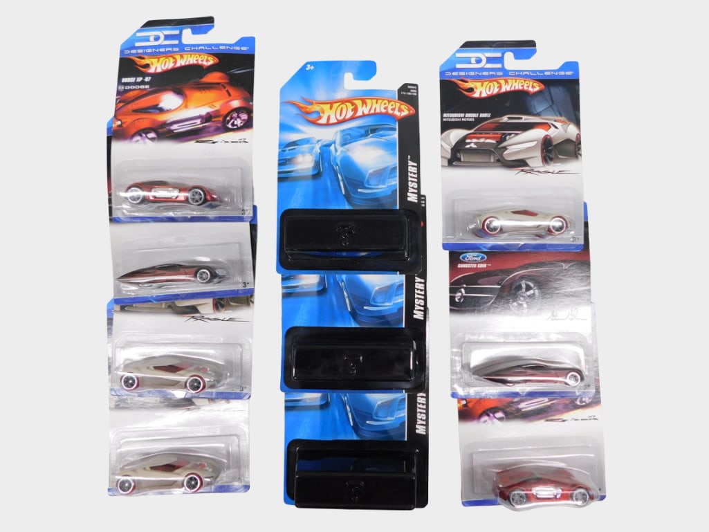 10 Hot Wheels incl 7 Designers Challenge Hot Wheels and 3 Mystery Hot Wheels All New in Package (1 of 4)