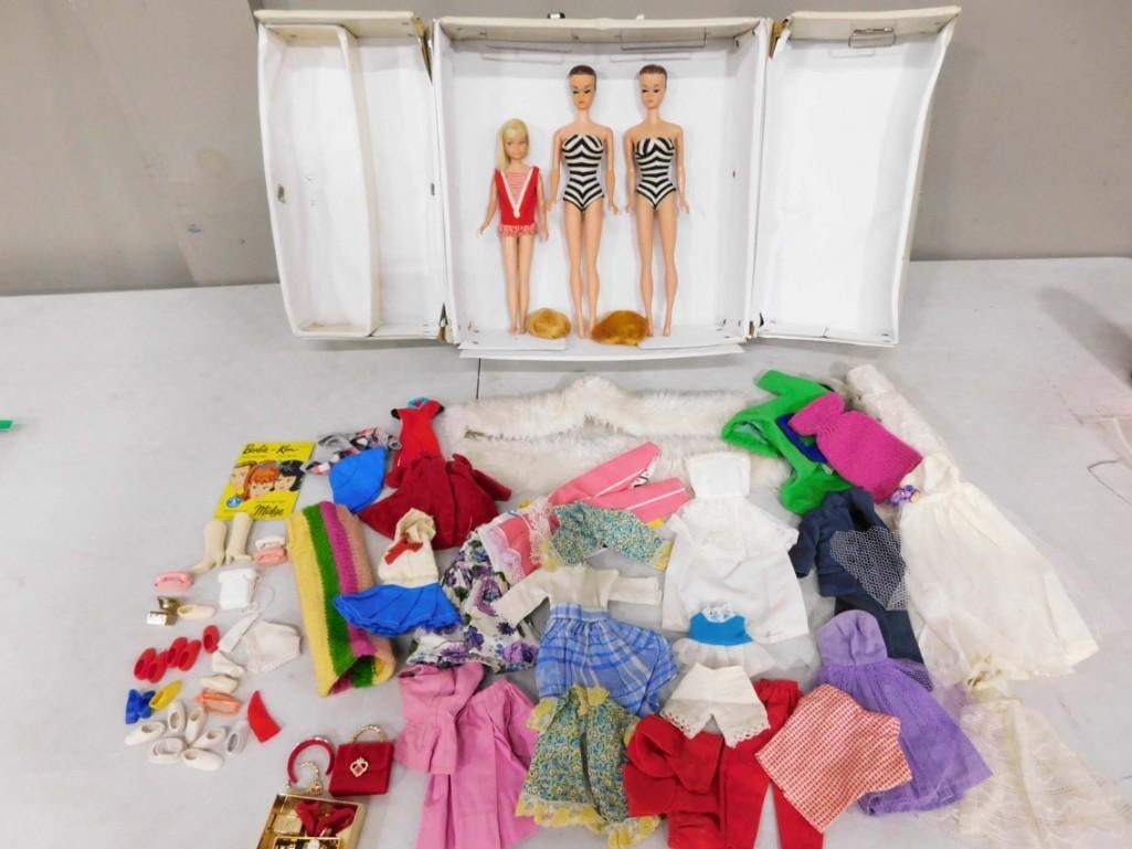 Vtg 1960s Barbie Fashion Queen, Skipper Dolls, Clothes, & Accessories in Case Lot (1 of 20)