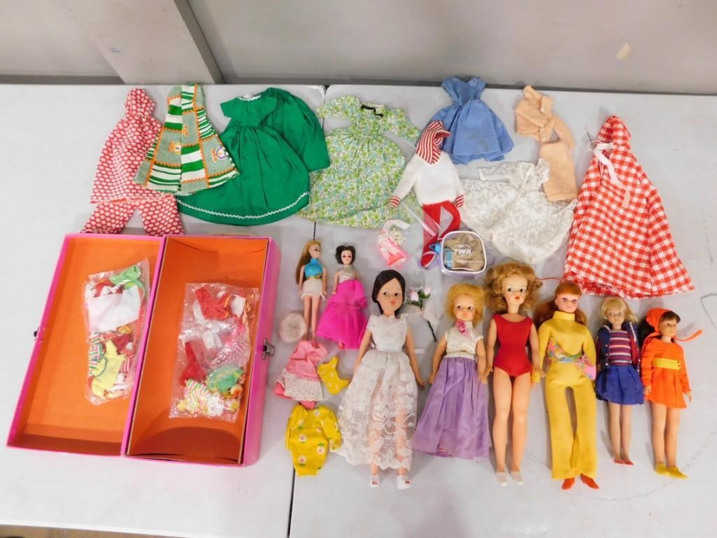 Vtg 1963 Skipper, Skooter, Dollikins, Tammy, Mary Poppins, Dawn Dolls in Case Lot (1 of 12)