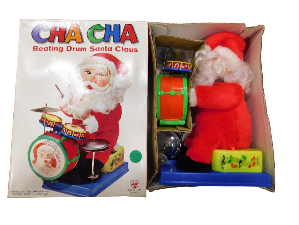 Vintage Cha Cha Beating Drum Santa Claus NOS New Old Stock Battery Operated Toy (1 of 5)