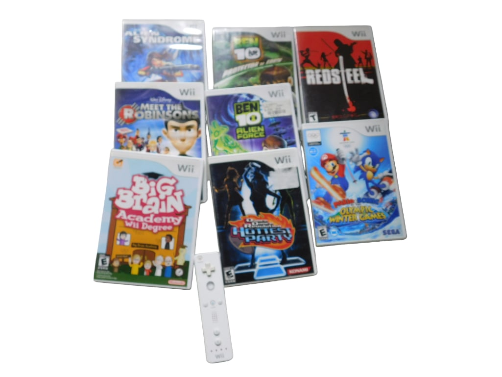 Nintendo Wii Video Games and 1 Controller incl Alien Syndrome, Redsteel, Ben 10 Alien Force, Meet (1 of 3)