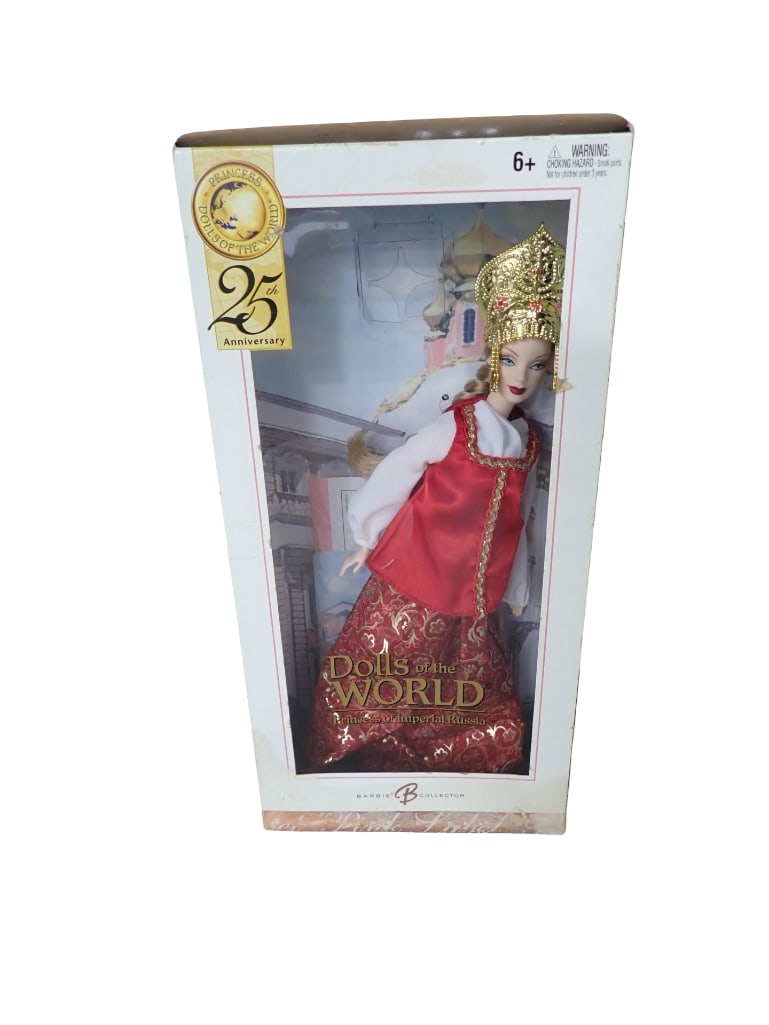 Barbie Dolls of the World Princess of Imperial Russia in Original Box 25th Anniversary: Barbie Dolls of the World Princess of Imperial Russia in Original Box 25th Anniversary All pictures are considered part of the description and should be examined carefully by bidders. Live Auctioneers