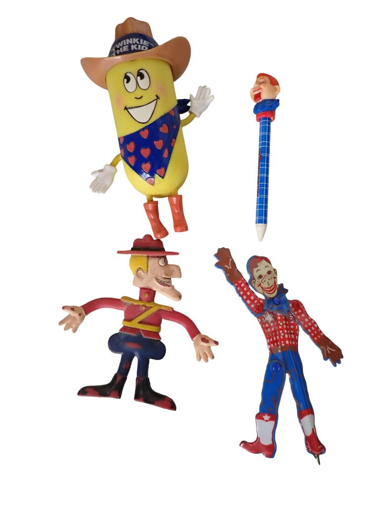 Small Toys incl Twinkie the Kid Snack Holder, Dudley Do-Right Bendy, Howdy Doody Pens (1 of 7)