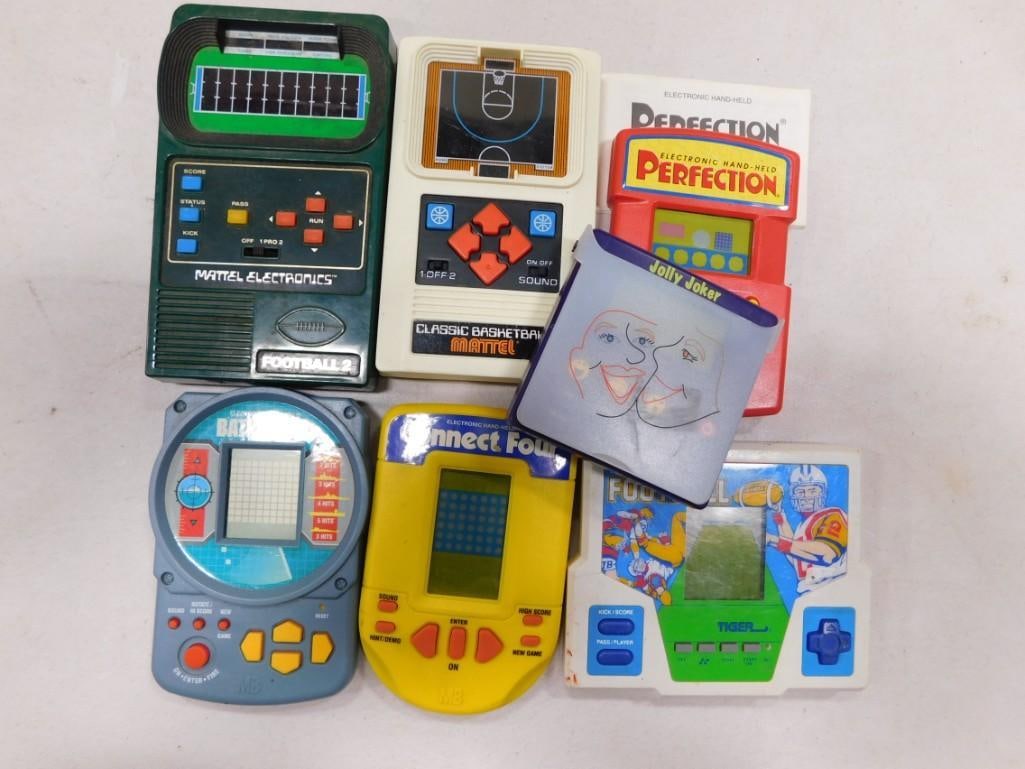 Handheld Electronic Games Lot incl Vintage Football by Tiger, Classic Basketball by Mattel, (1 of 4)