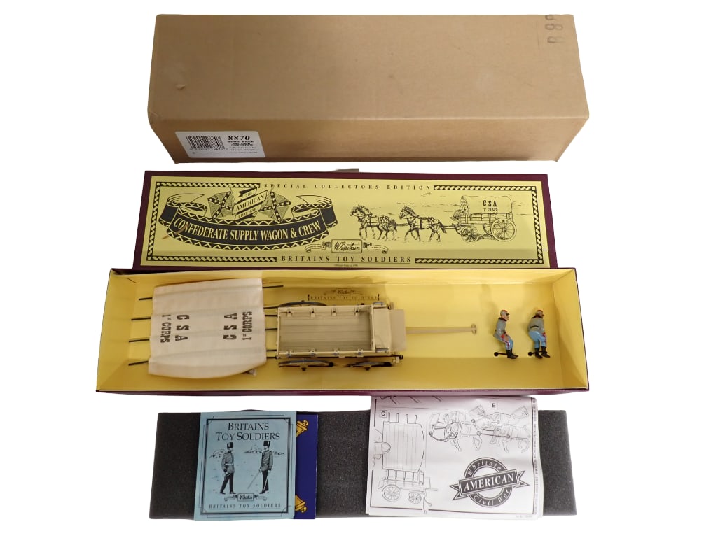 Britains The American Civil War Confederate Supply Wagon & Crew W Britain Metal Soldiers Set (1 of 12)