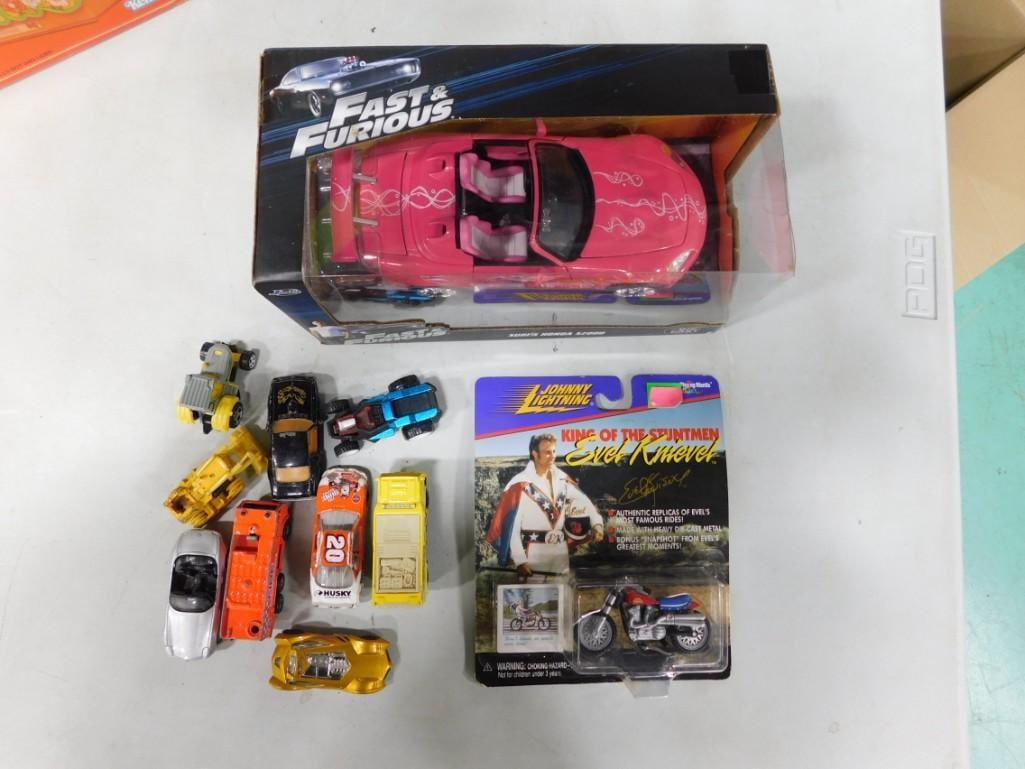 Car / Motorcycle Lot including Evel Knievel Johnny Lightning New in Package, Jada Fast & Furious (1 of 4)