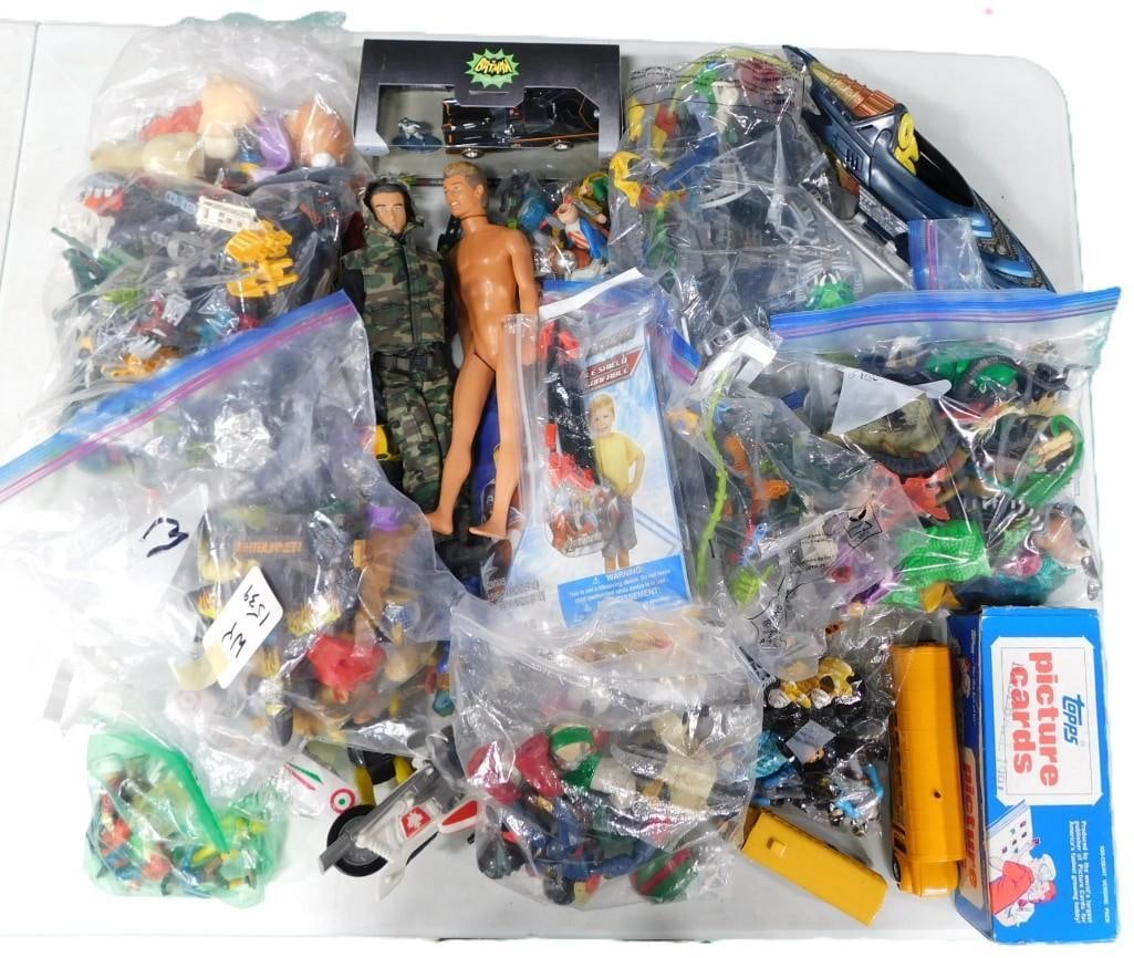 Big Lot of assorted Toys including Batman, Action Figures, Topps Picture Cards, etc (1 of 6)