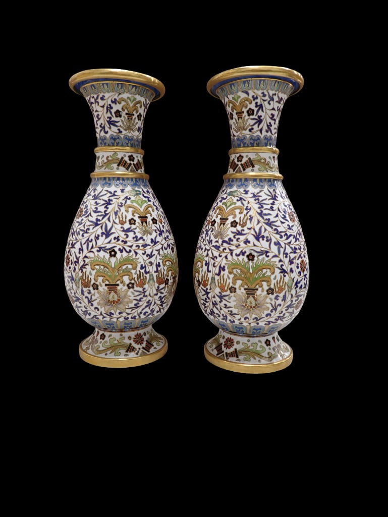 Pair of Cloisonne Vases 8" Tall (1 of 6)