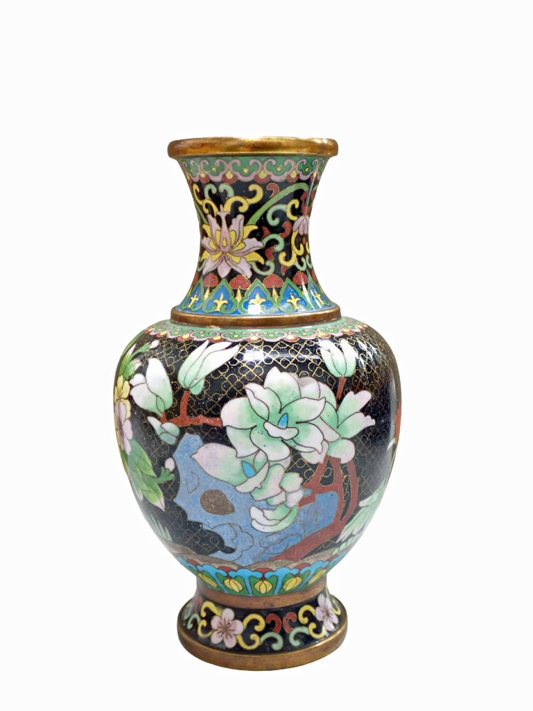 Cloisonne Vase with Floral and Bird Design 7 1/2" Tall (1 of 6)