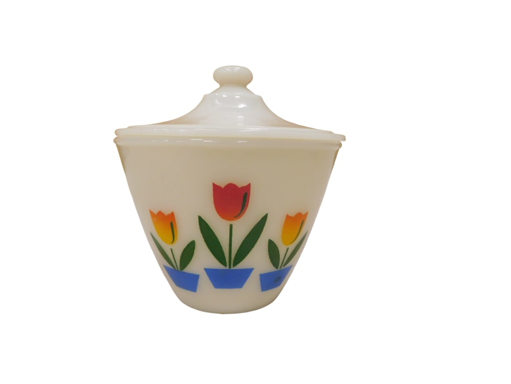 Vintage Fire King Tulip Grease Jar with Lid (1 of 4)