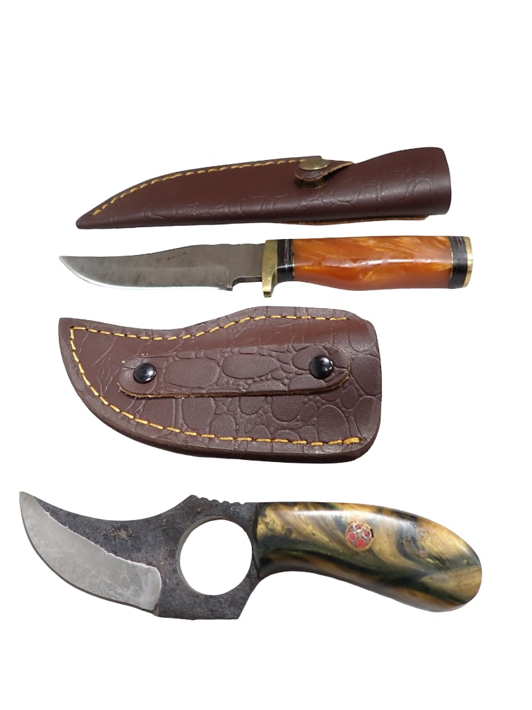 2 Knives with Leather Sheaths incl Hunting Knife and Skinner Knife (1 of 7)