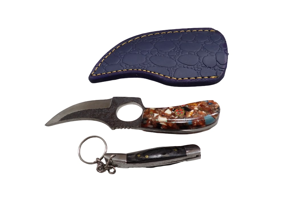 2 Knives incl Pocket Knife and Skinner Knife with Leather Sheath (1 of 6)