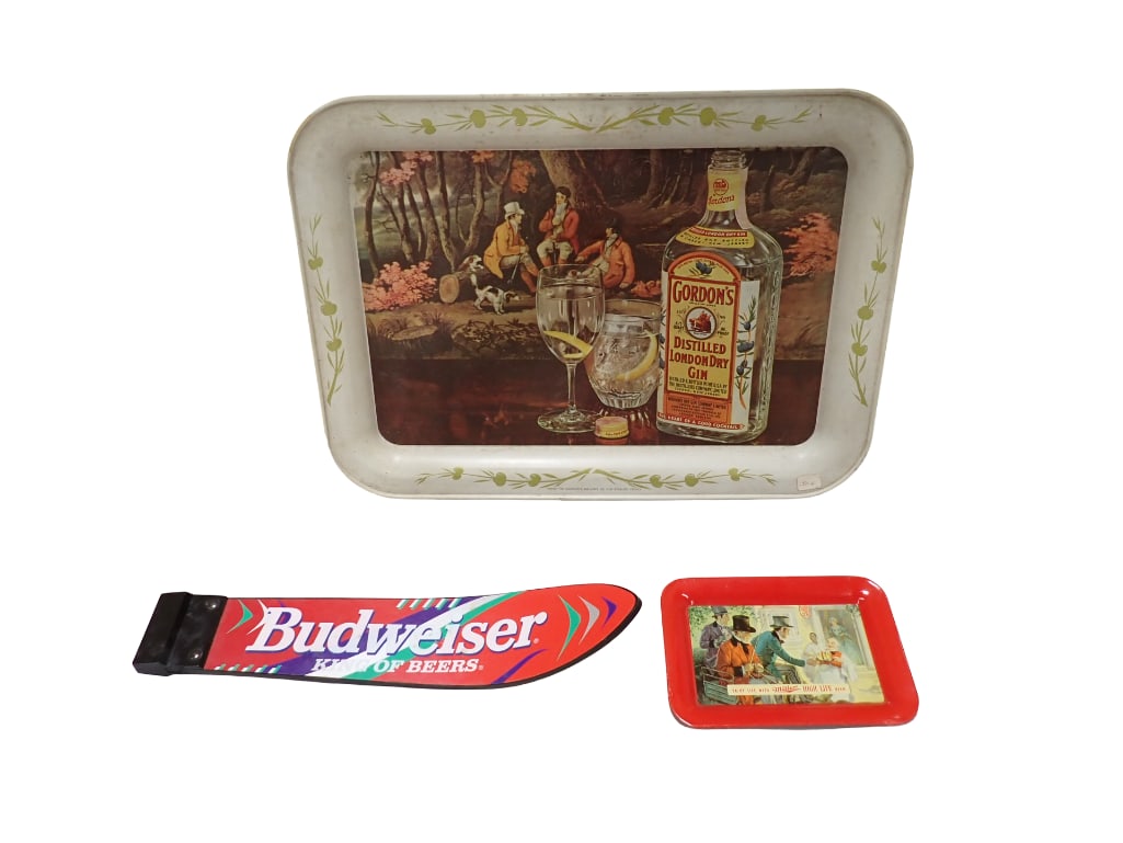 Bar Lot incl Vintage Gordon's Gin Metal Bar Tray, Vintage Miller High Life Small Metal Tray, (1 of 9)