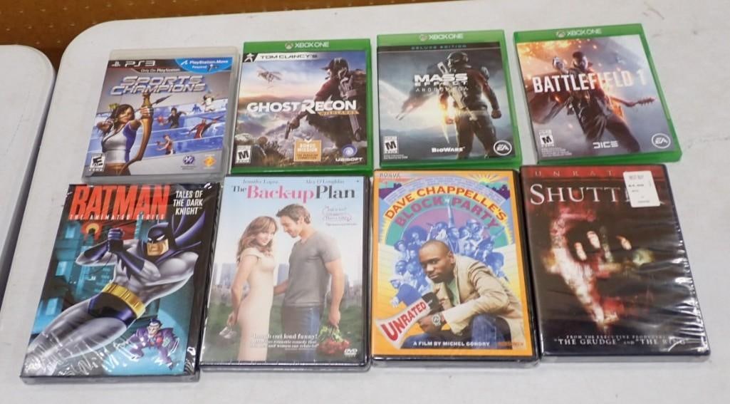 Video Game and DVD Lot including Ghost Recorn, Battlefield 1, Batman Animated Series, Dave Chappelle (1 of 3)