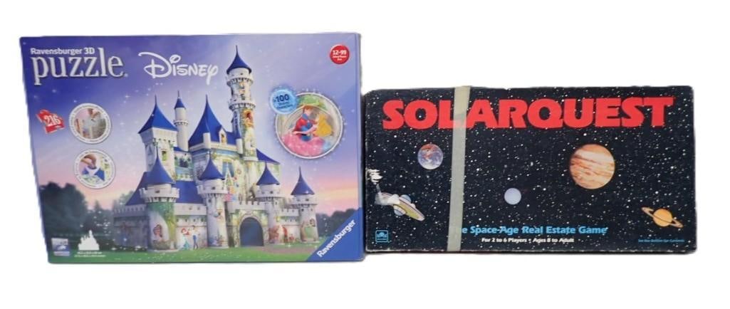 Solarquest Game and Walt Disney Ravensburger 3D Puzzle: Solarquest Game and Walt Disney Ravensburger 3D Puzzle All pictures are considered part of the description and should be examined carefully by bidders. Live Auctioneers is now offering Live Shipping t
