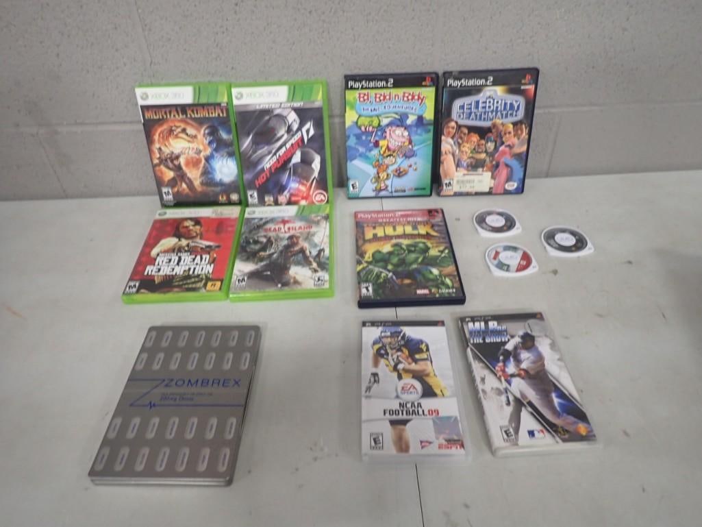 Video Game Lot including XBox 360, PS2, PSP Games - Mortal Kombat, Celebrity Death Match (1 of 5)