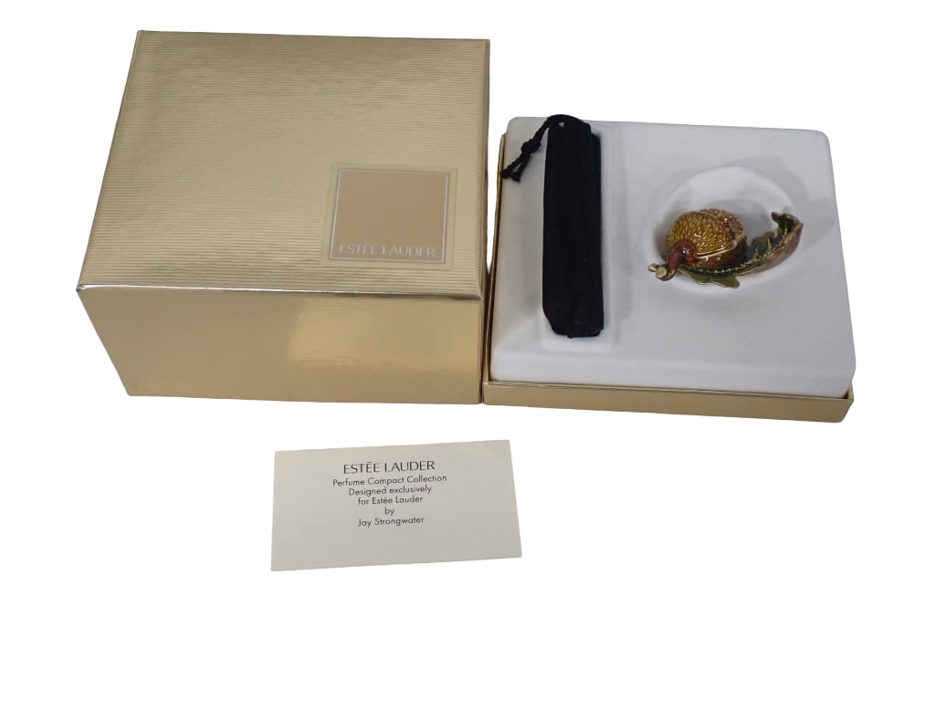 Jay Strongwater Signed / Estee Lauder Acorn Perfume Compact Collection with Box (1 of 12)