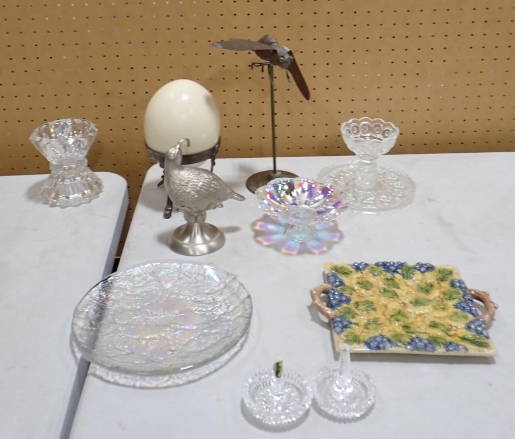 Glass / Ceramic Lot etc. Including Art Glass Bowl, Crystal Ring Holders, Decorative Egg, Metal Bug: Glass / Ceramic Lot etc. Including Art Glass Bowl, Crystal Ring Holders, Decorative Egg, Metal Bug, etc. All pictures are considered part of the description and should be examined carefully by bidders