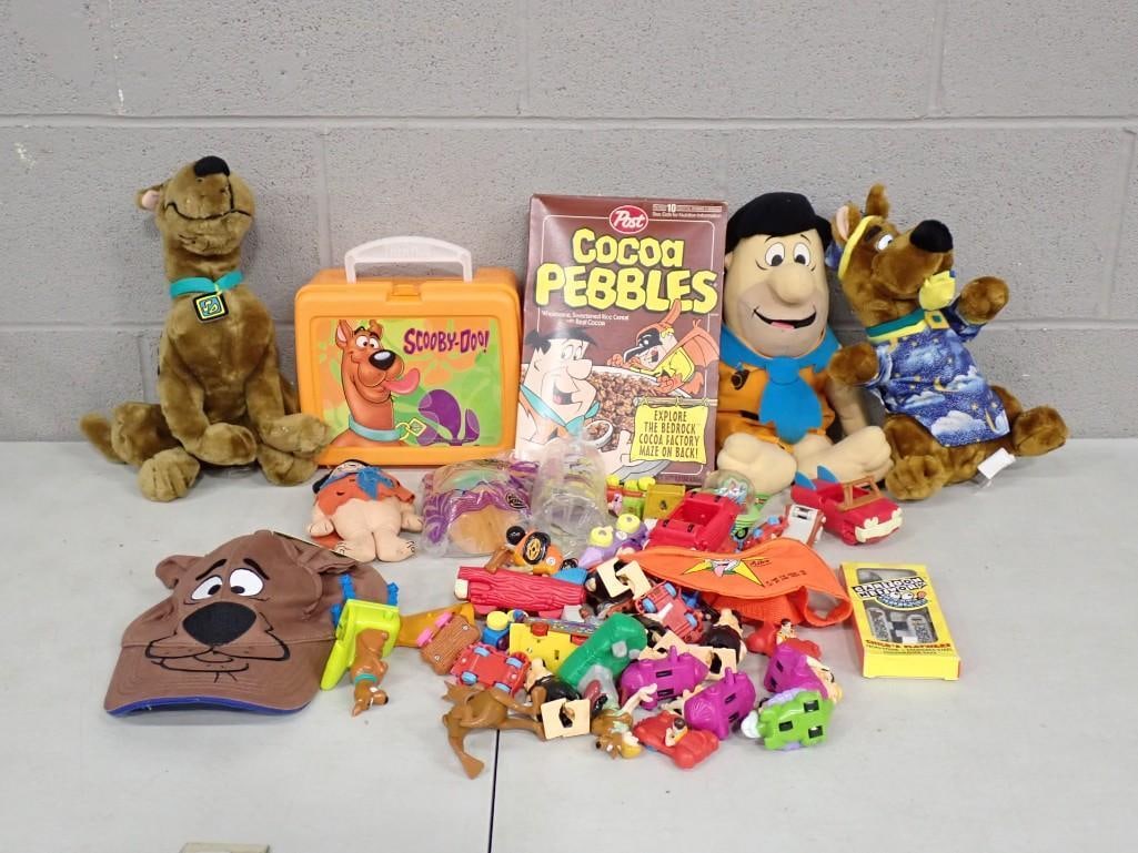 Scooby Doo and Flintstones Lot including Plush, Lunchbox, Figures, Toys, Hat, etc. (1 of 9)