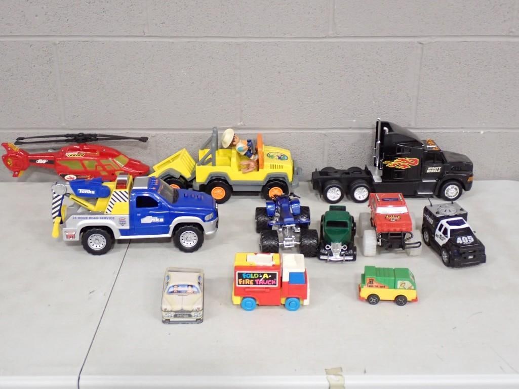 Toy Car and Truck Lot including Vintage, Tonka, Etc.: Toy Car and Truck Lot including Vintage, Tonka, Etc. All pictures are considered part of the description and should be examined carefully by bidders. Live Auctioneers is now offering Live Shipping thr