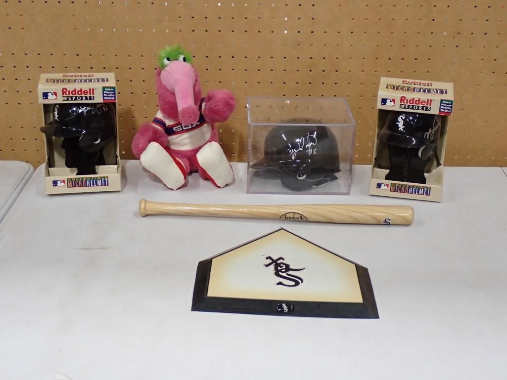 Chicago White Sox Lot including Mini Helmets with autographs, Pink Southpaw, Home Plate, Mini Bat (1 of 6)