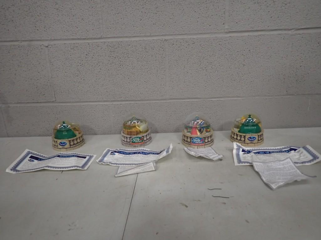 4 Walt Disney Beauty and the Beast Enchanted Christmas Snow Globes: 4 Walt Disney Beauty and the Beast Enchanted Christmas Snow Globes with Boxes All pictures are considered part of the description and should be examined carefully by bidders. Live Auctioneers is now o