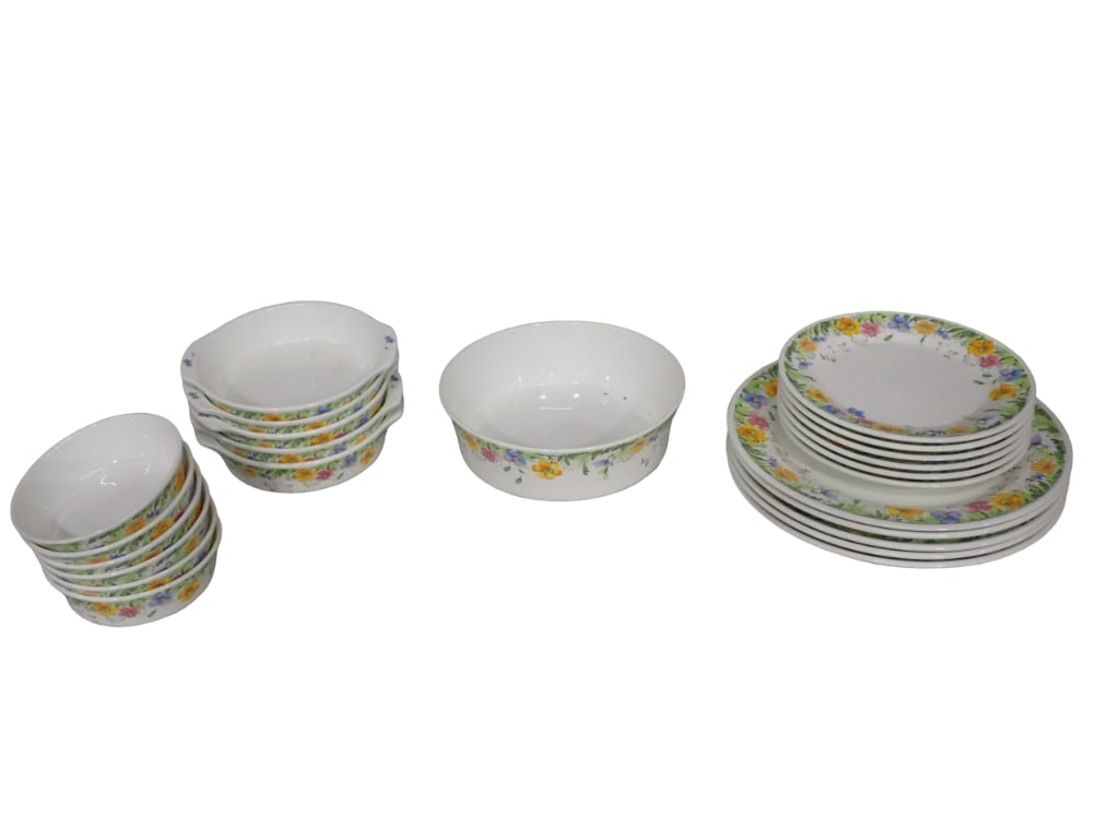 Set of Mikasa Bone China Untra Ceram Country Garden Pattern Dishes: Set of Mikasa Bone China Untra Ceram Country Garden Pattern Dishes All pictures are considered part of the description and should be examined carefully by bidders. Live Auctioneers is now offering Liv