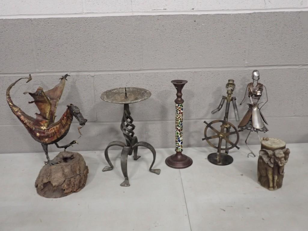 Home Decor Lot including Quirky Art, Wrought Iron, Metal Art, etc.: Home Decor Lot including Quirky Art, Wrought Iron, Metal Art, etc. All pictures are considered part of the description and should be examined carefully by bidders. Live Auctioneers is now offering Liv