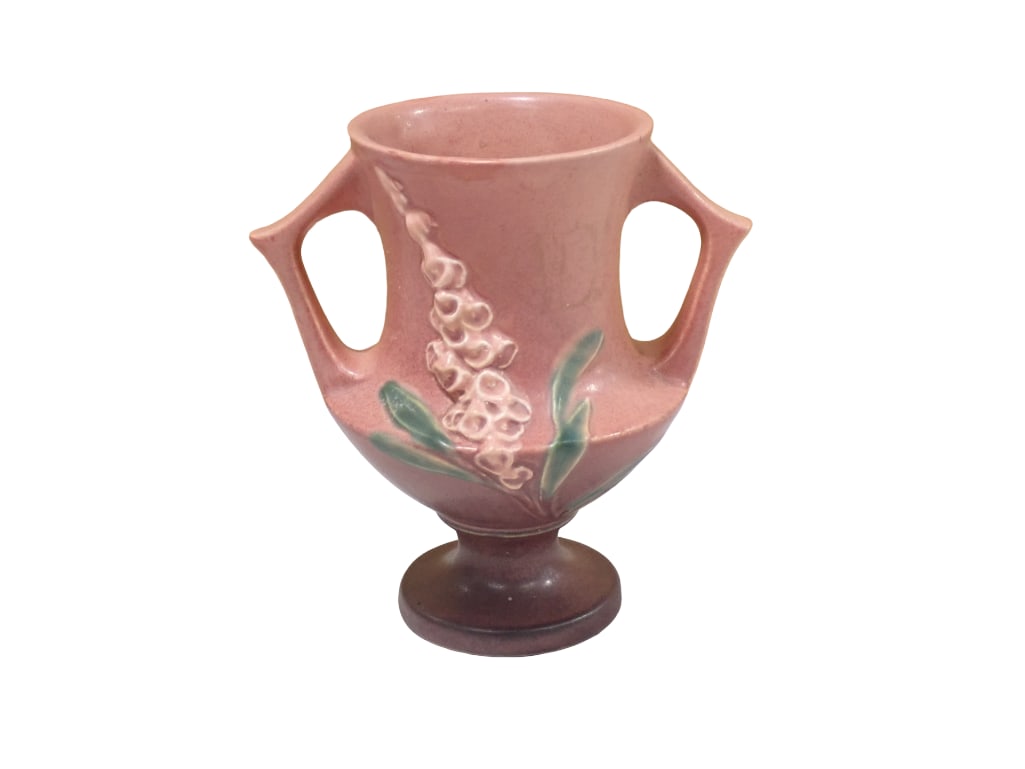 Vintage Roseville Pottery Foxglove Vase 161-6": Vintage Roseville Pottery Foxglove Vase 161-6" All pictures are considered part of the description and should be examined carefully by bidders. Live Auctioneers is now offering Live Shipping thr