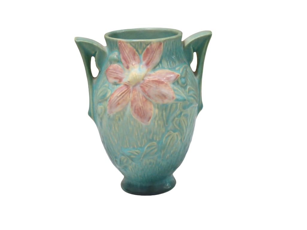 Vintage Roseville Pottery Clematis Vase Double Handled (1 of 8)