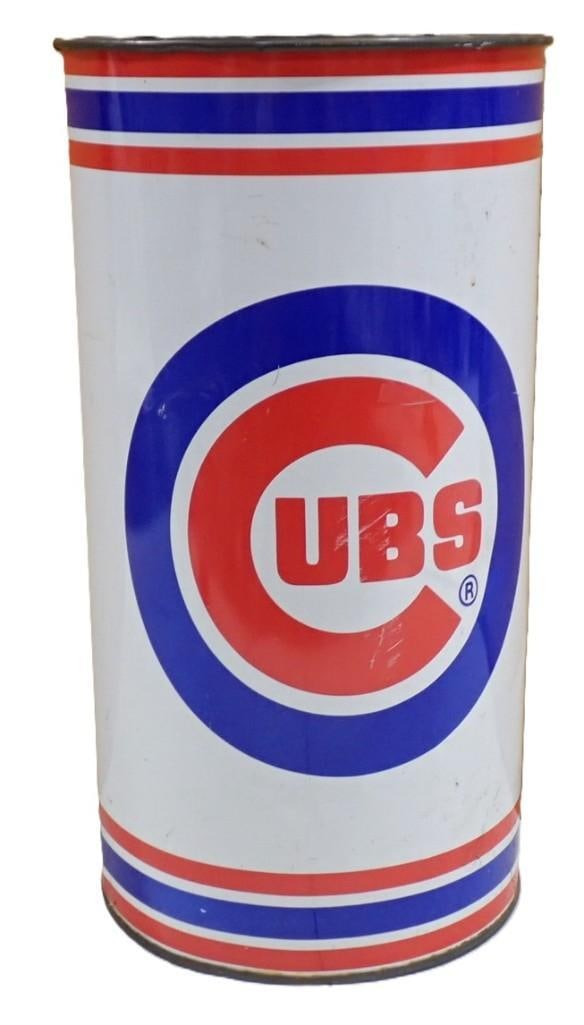 Vintage Chicago Cubs Metal Garbage Can (1 of 6)