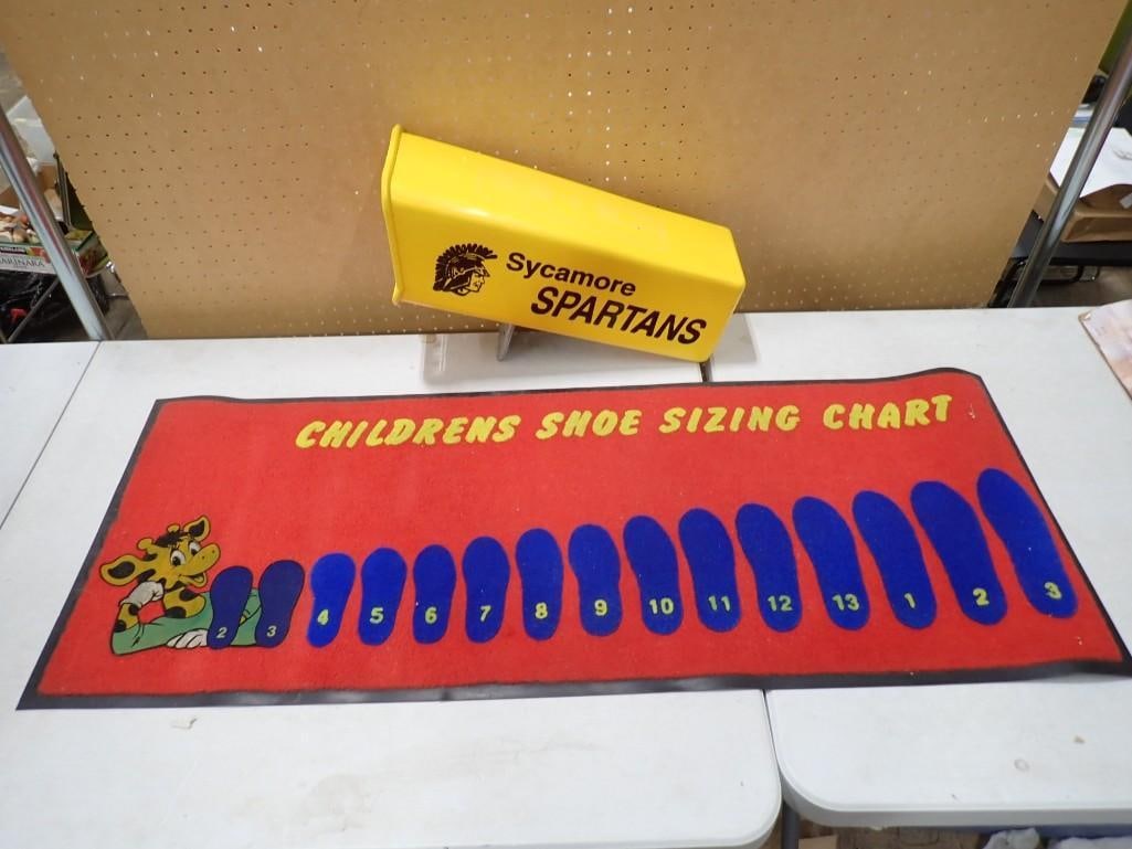 Sycamore Spartans Newspaper Mailbox attachment holder and a Children's Shoe Size Door Mat: Sycamore Spartans Newspaper Mailbox attachment holder and a Children's Shoe Size Door Mat All pictures are considered part of the description and should be examined carefully by bidders. Live Auct